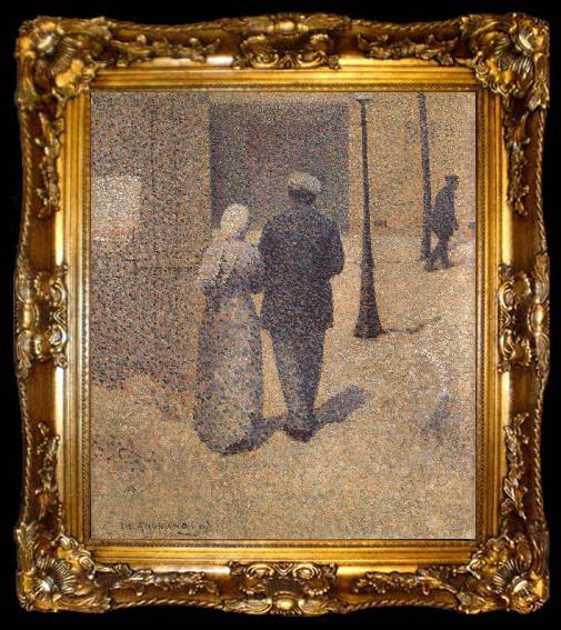 framed  Charles Angrand Man and Woman in the Street, ta009-2